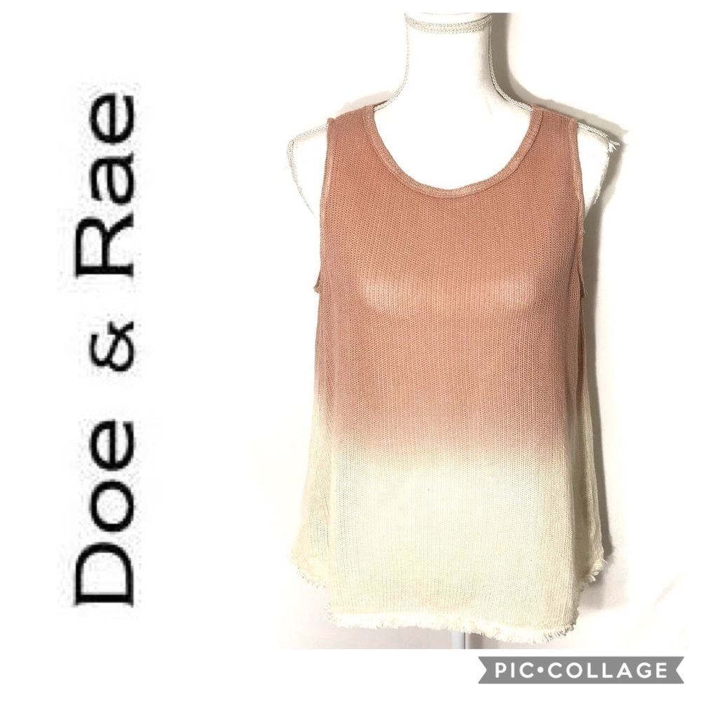 Doe & Rae Ombré Knit Top Large Women’s Pink Cream